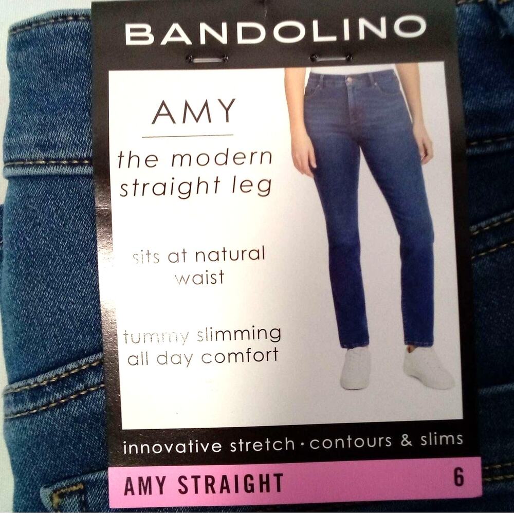 Bandolino Women's Amy Modern Straight Leg Tummy Slimming High Rise Jeans 6